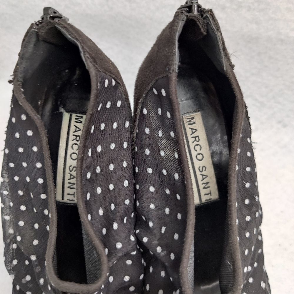 Pinup Rockabilly Polka Dot Ruffle Peep Toe Platform Stiletto Heels Womens Sz 7.5 - Picture 6 of 14